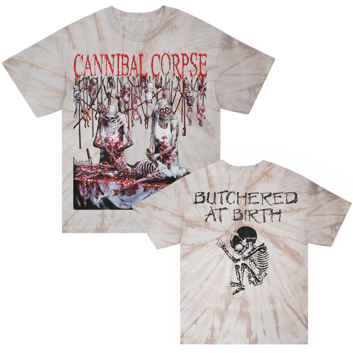 Butchered At Birth T-Shirt (Blood Spiral Dye)