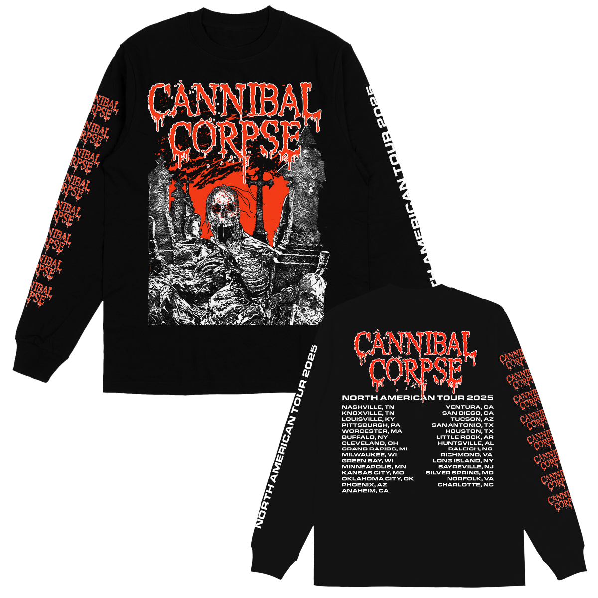Graveside 2025 Tour Long Sleeve (Black) – Cannibal Corpse Graveside 2025 Tour Long Sleeve (Black) – Cannibal Corpse