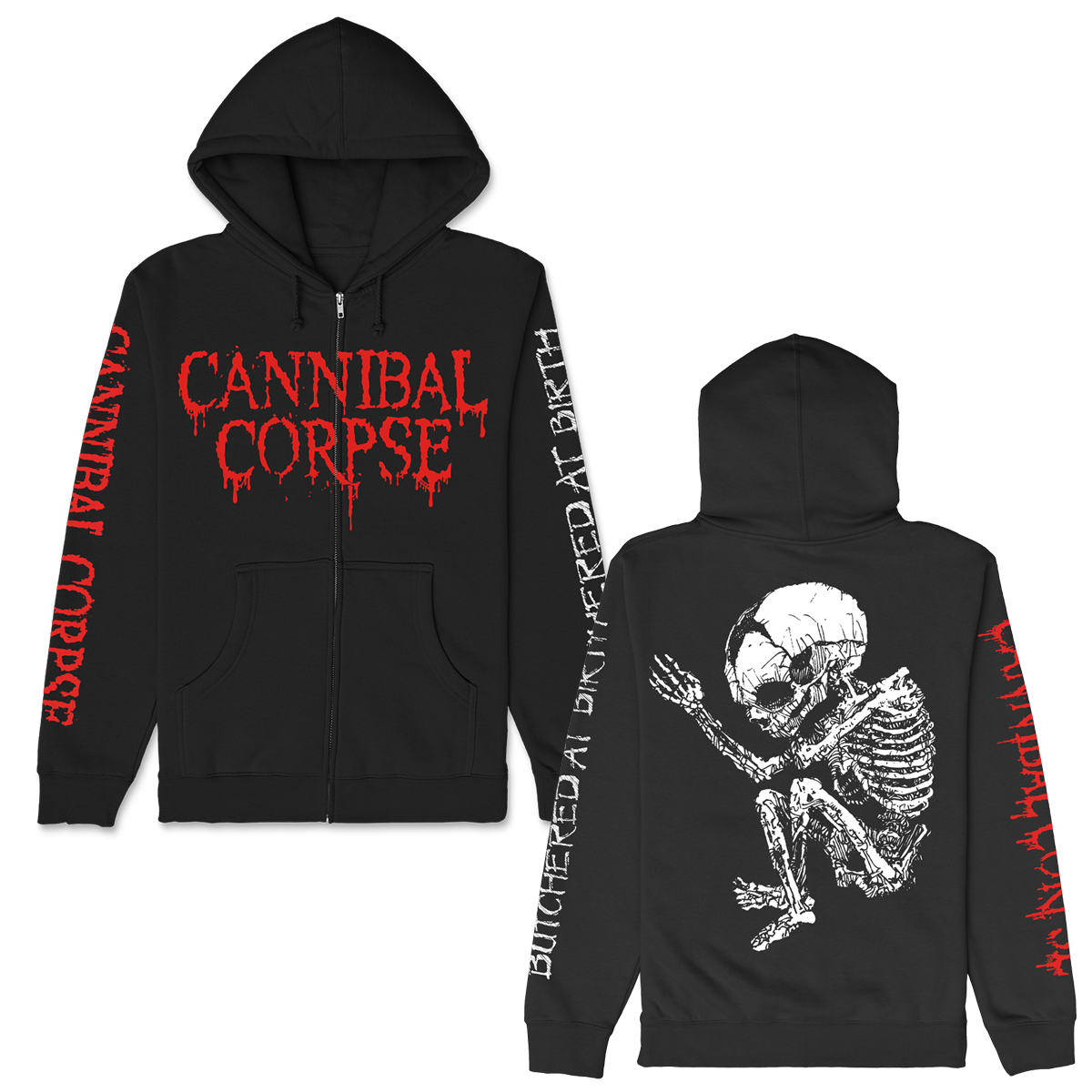 Butchered At Birth Fetus Zip Up Hoodie (Black)