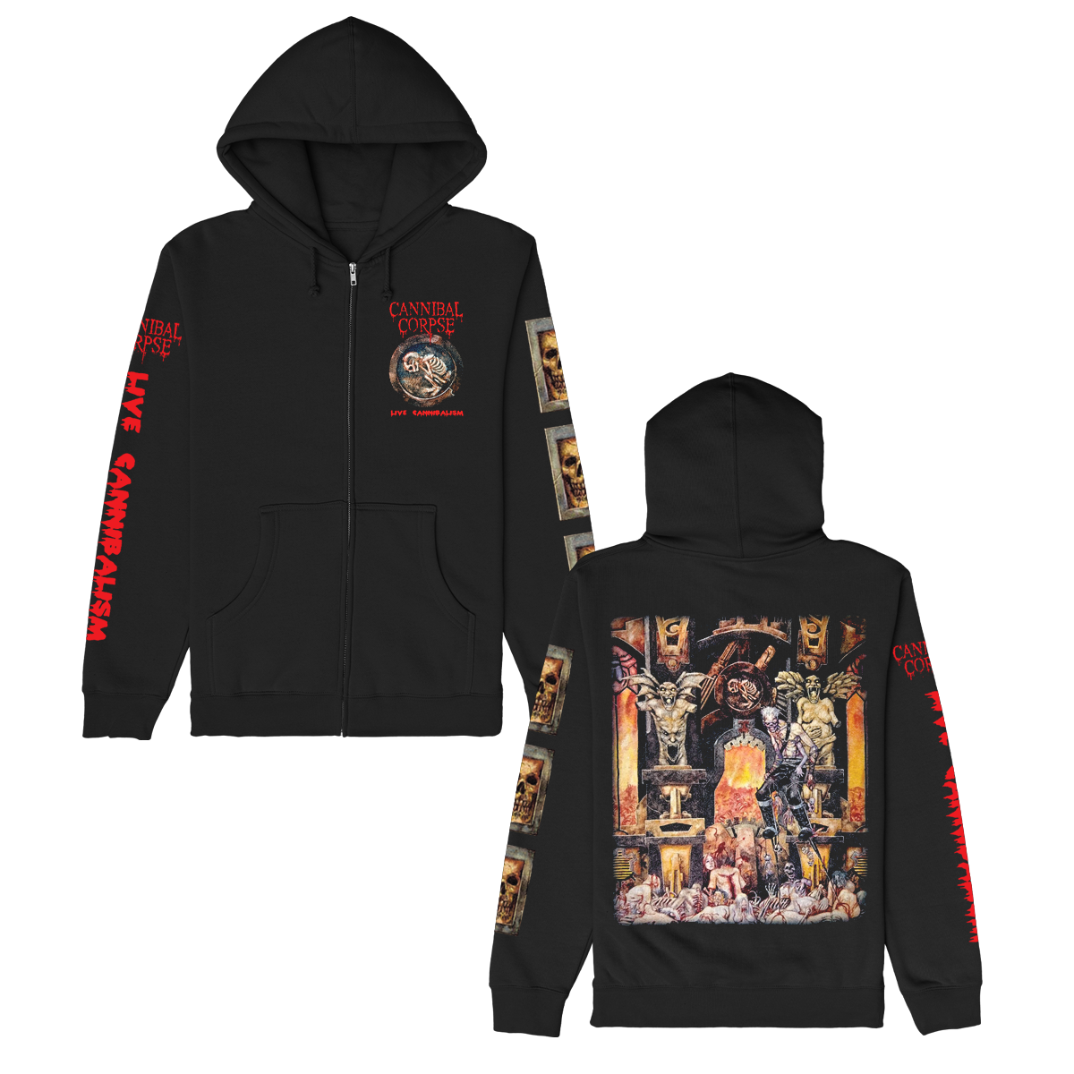Live Cannibalism Zip Up Hoodie (Black) – Cannibal Corpse