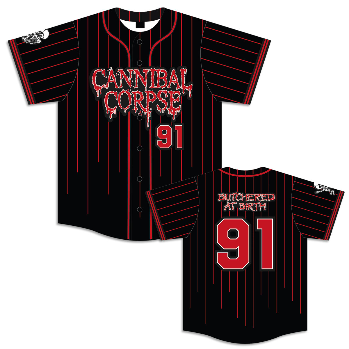 Butchered At Birth Baseball Jersey (Black/ Red)