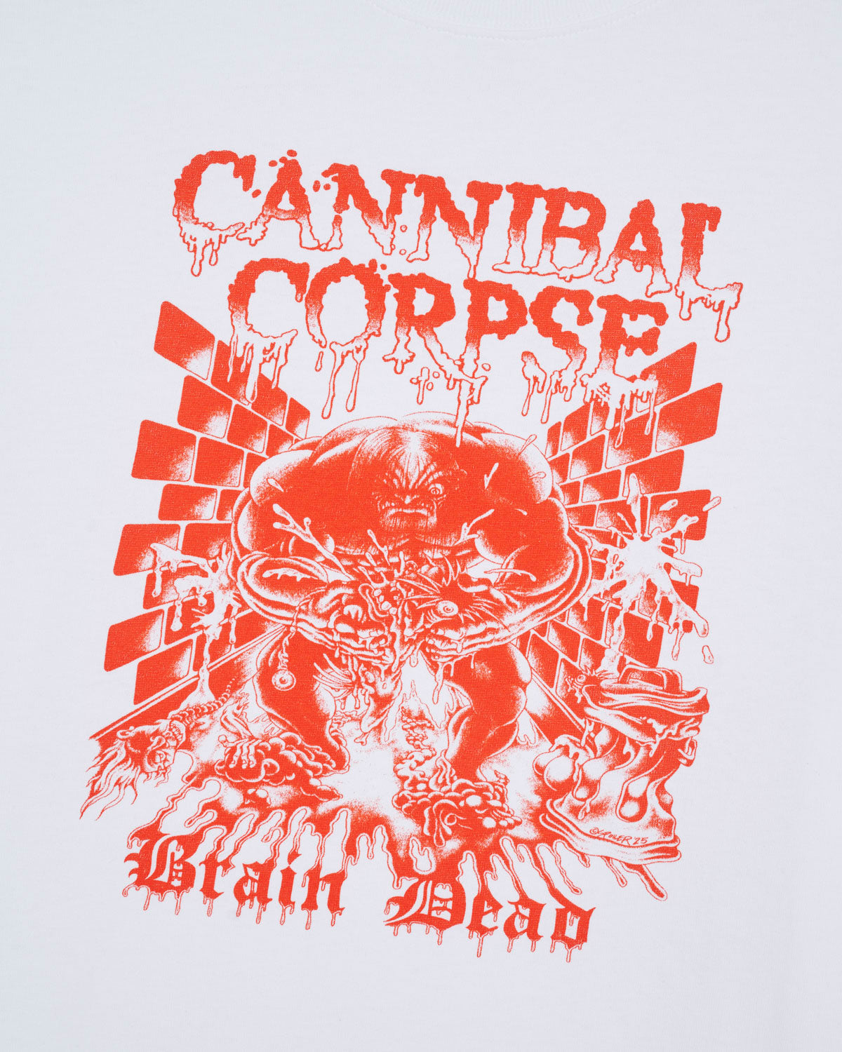 Cannibal Corpse X Brain Dead Splatter Brain T-Shirt (White)