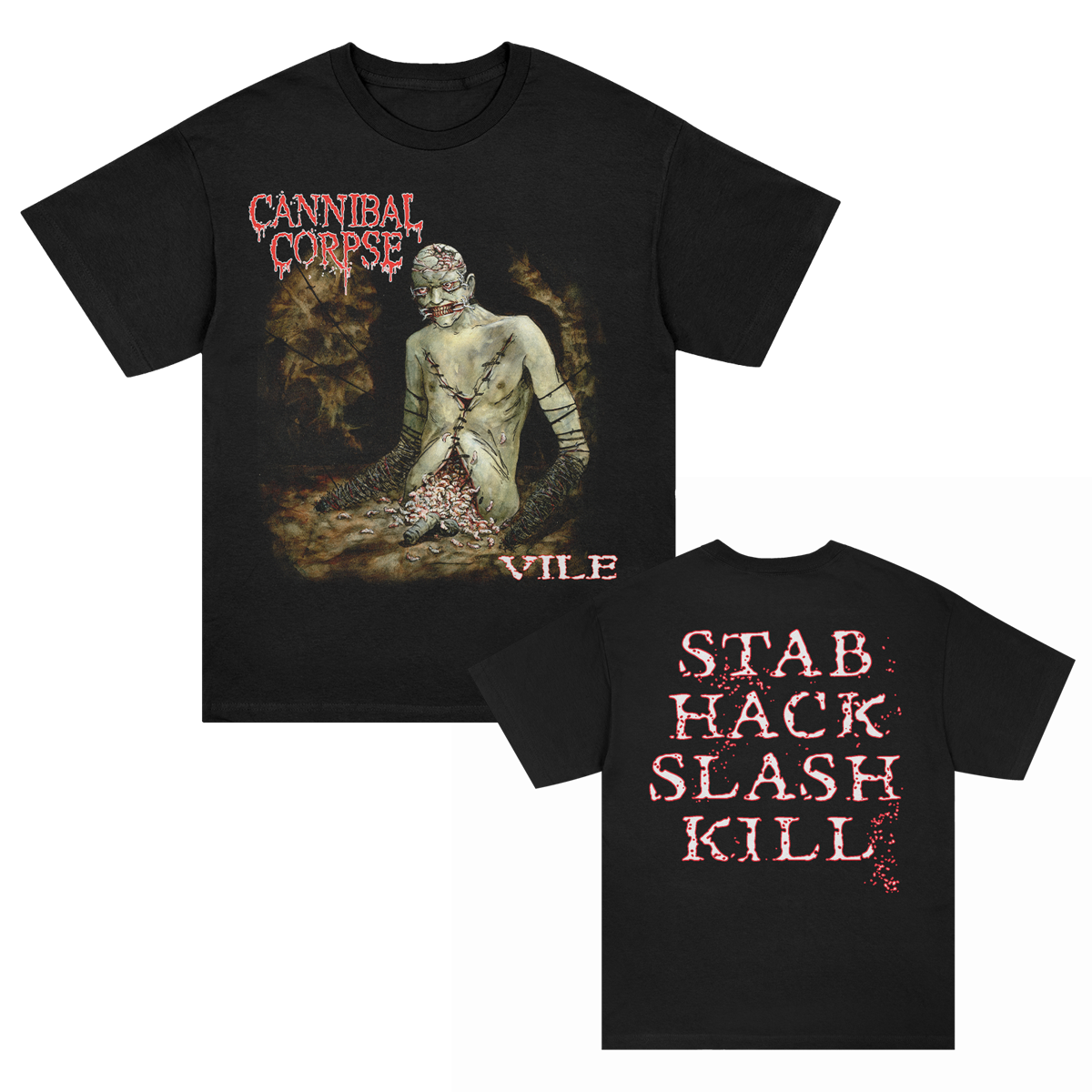 Cannibal Corpse Stab Hack Slash Kill Vile T-Shirt (Black)