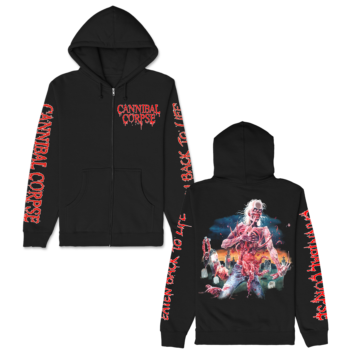 Eaten Back To Life Zip Up Hoodie (Black)