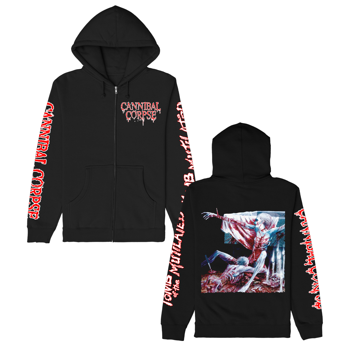 Tomb Of The Mutilated Zip Up Hoodie (Black)