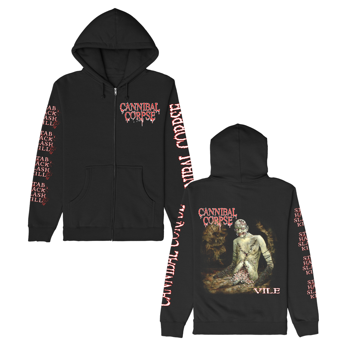 Cannibal Corpse Vile Cover Zip Up Hoodie (Black)