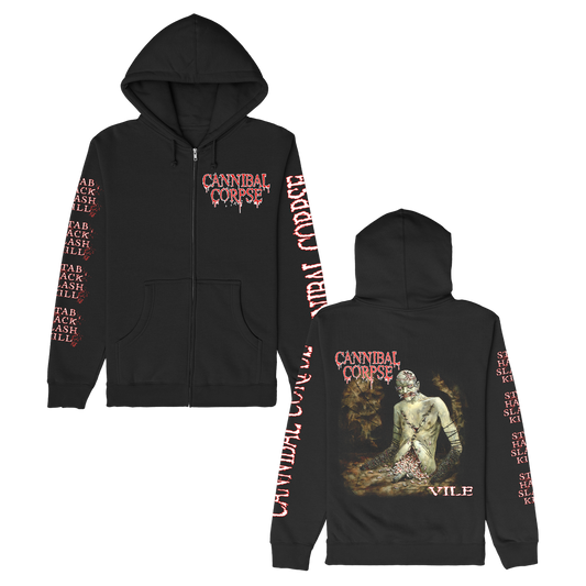 Cannibal Corpse Vile Cover Zip Up Hoodie (Black)