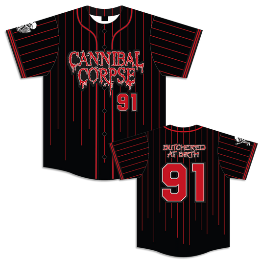 Butchered At Birth Baseball Jersey (Black/ Red)